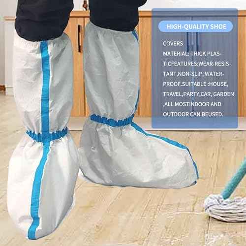 5 Pairs Disposable Boot and Shoe Covers,non-slip waterproof£¬Suitable for indoor and outdoor, catering, sanitation, disinfection protection, community protection
