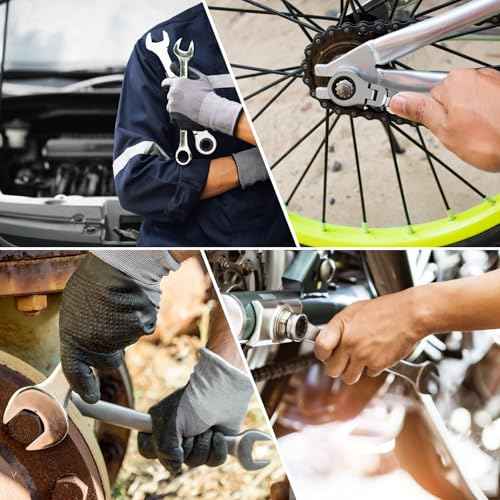 Egofine 10mm Ratchet Wrench Flex Head, Ratcheting Combination Wrench Metric, Industrial Grade Gear Spanner with 12 Point Box End, 72-Teeth Ratchet, Chrome Vanadium Steel