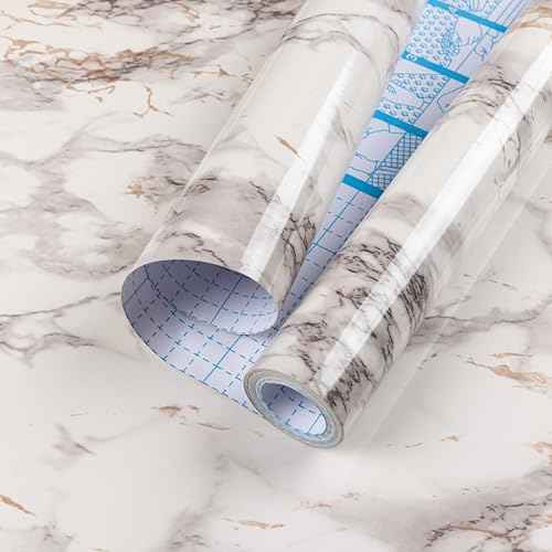 Abyssaly Marble Contact Paper Brown Peel and Stick Countertops Waterproof Glossy Granite Wallpaper Self Adhesive Vinyl Roll Countertop Wrap Easy Peel & Stick for Kitchen Bathroom, 17.7" ¡¿ 118"