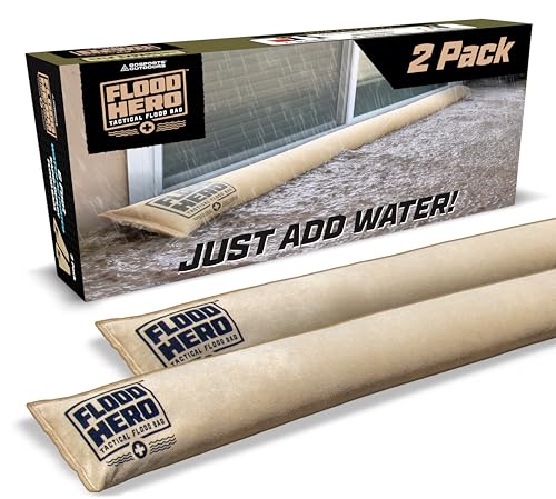 Flood Hero 6 ft Water-Activated Sandless Flood Barriers - 2 Pack for Home Flood Prevention