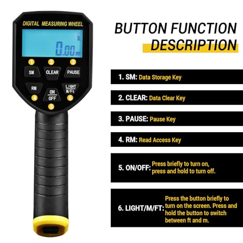DEKOPRO 6-Inch Digital Measuring Wheel, 40-Inch Range, Feet/Meters, LCD Backlight