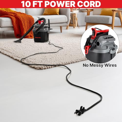 Shop-Vac 2.5 Gallon Wet/Dry Vacuum with 2.0 Peak HP, Wall-Mountable, Includes Accessories