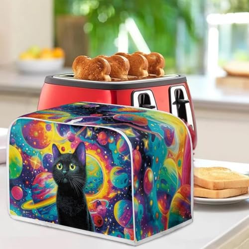 ASQVTIFE Space Black Cat 2-Slice Toaster Cover - Cute Cat Kitchen Accessory