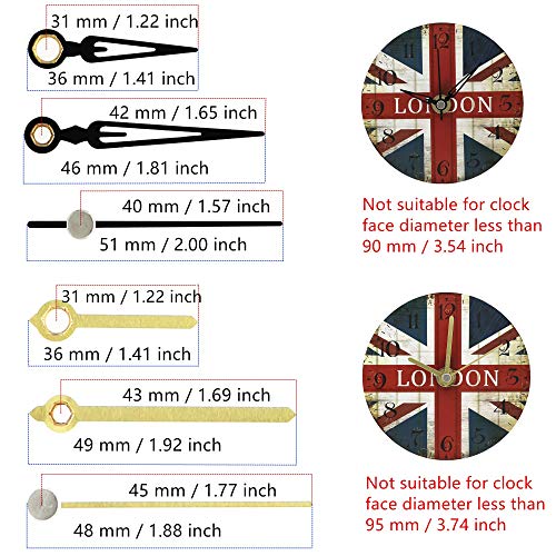 TIKROUND 12888 Snap-In No Thread Quartz Clock Movement Replacement D Hands - Total 46mm