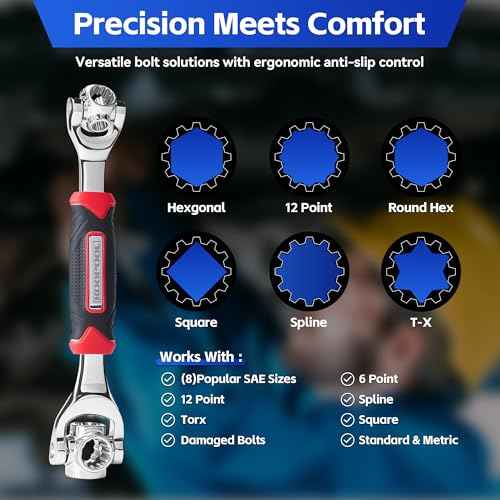 Universal Wrench 52 in 1 Socket Wrench Tool with Multifunction 360 Degree Rotating Head, Tool Kit for Home and Car Repair