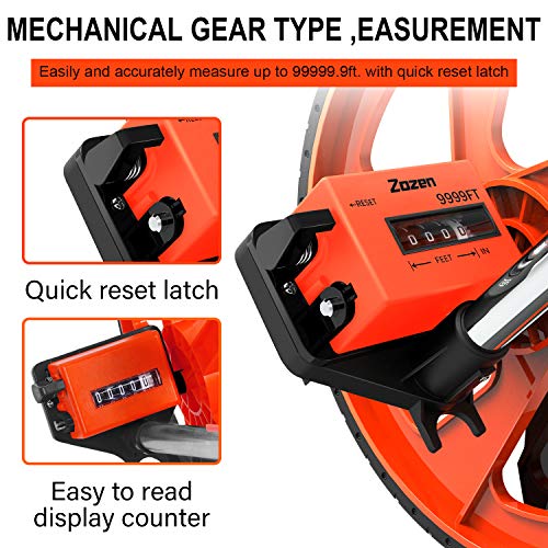 Zozen Measuring Wheel in Feet & Inches - 40in Ext., Orange, Collapsible