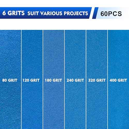 SpeTool 6 Inch Sanding Discs, 49 Hole Hook & Loop Sandpaper 60 Pack Assortment Grit 80,120,180,240,320,400 Surfacing with Stearate Anti-Clog Coating Ceramic Aluminum Oxide Abrasives for Sanding Chore
