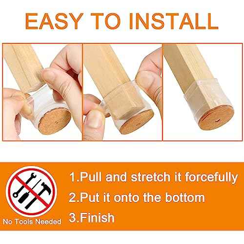 VIUME 24 Pcs Chair Leg Floor Protectors for Hardwood Floors Silicone Covers to Protect Wood Tile Floors Felt Pads Furniture Leg Caps Anti-Scratch Reduce Noise (Fit:1.3"-2")