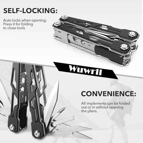 Multitool with Safety Locking,16-in-1 Multi Tool Stainless Steel Pocket Knife Set with Pliers, Upgrade Camping Tool Gifts for Men,for Survival, Camping, Hiking, Outdoor 1 Pcs