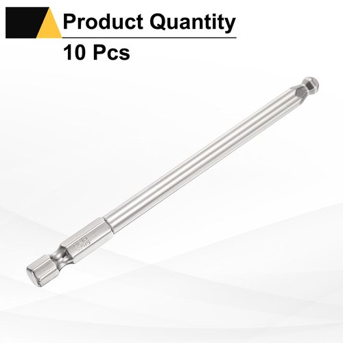 HARFINGTON 10pcs Ball End Hex Screwdriver Bit H5 (5mm) Head 1/4" Hex Shank 100mm (4") Long Magnetic S2 Steel Metric Screw Driver Drill Bit Wrench Socket Power Tool