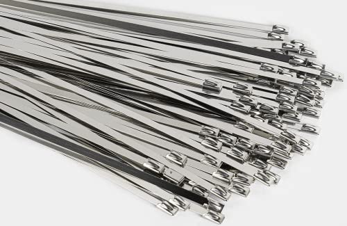 Heavy Duty Stainless Steel Zip Ties 11.8 inch 100 Pack for Machinery, Vehicles, Outdoor Use