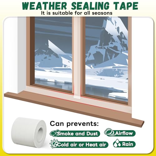White Window Sealing Tape 3 Inch x 65.5 Ft Insulation & Weatherproof for Windows