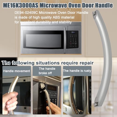 Wadoy ME16K3000AS Silver 12-1/8" Samsung Microwave Door Handle Replacement, DE94-02409C