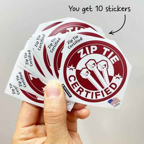 GRITKULTURE Zip Tie Certified Decal 10 Pack for Carpenter Technician Mechanic Electrician DIY Construction 2" Hard Hat Sticker Die-Cut Vinyl Sticker for Water Bottle Tumbler Laptop Cars