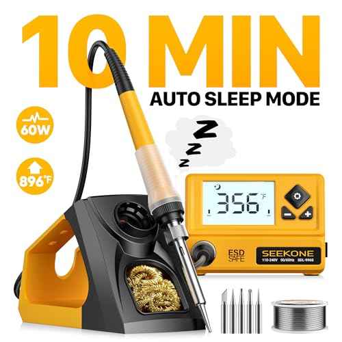 SEEKONE 60W Soldering Station 356¡ÆF - 896¡ÆF£¨180¡É - 480¡ɣ©Soldering Iron Station with 5 Extra Iron Tips, ESD Safe, 3 Preset Channels, ¡ÆC/¨¬F Conversion, Auto Sleep, Calibration Support & Power-on Memory