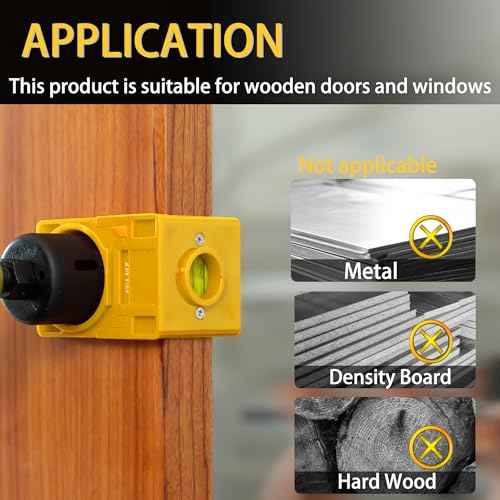 RKK 1-3/8" - 1-3/4" Door Lock Installation Kit Door Hole Drilling Kit for Wooden Doors, Hole Saw Kit with Guide Template Jig Hole Saw Pilot Bits (Yellow)