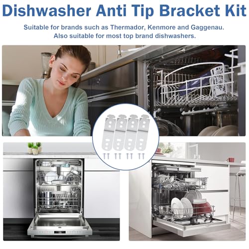 4 Pack 619985 Dishwasher Mounting Brackets for Bosch/Thermador – 8 Screws Included