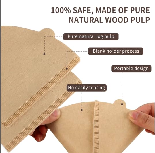 PADELE Natural Coffee Filters #4 Cone 200 Count for 8-12 Cup Drip Coffee