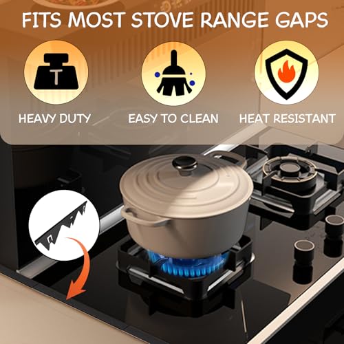 Xaogogo Black Stainless Steel Stove Gap Covers 13.8-27.6 in (2 Pack) - Heat Resistant, Easy Clean
