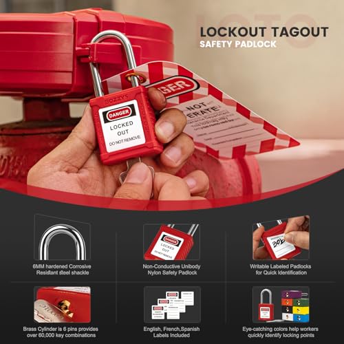 Lockout Tagout Locks 6 Pack£üOSHA Orange Loto Locks Keyed Alike£ü6 Same Keys/Set for Industrial Machinery & Electrical Panels£üChrome Steel & Laser Coding