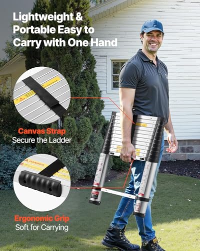 VEVOR 12.5ft Telescoping Aluminum Ladder - Lightweight Multi-Purpose Extension, Heavy Duty 330LBS Capacity