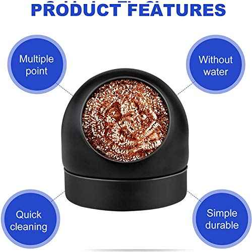 Soldering Iron Tip Cleaner Non-Slip Solder Tip Cleaning Wire Ball & Base Holder Soft Coiled Brass Tip Cleaner Kit