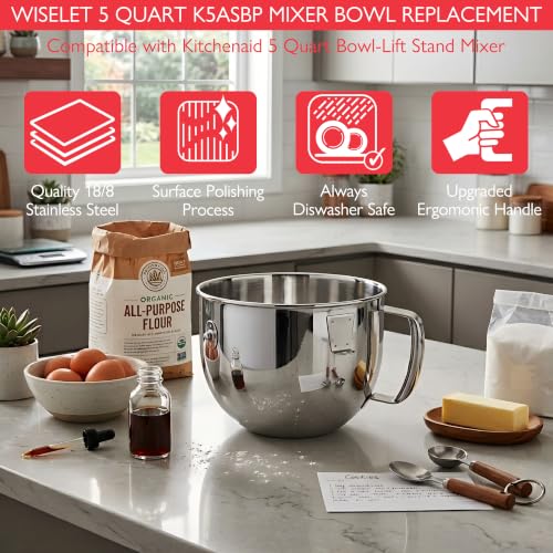 5 Quart KitchenAid Bowl-Lift Mixing Bowl; 18/8 Stainless Steel, for K5SS/K5ASBP