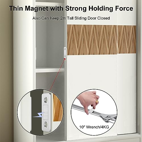 Jiayi 4 Pack Ultra Thin Magnetic Cabinet Catch Silver Heavy Duty Drawer Latch