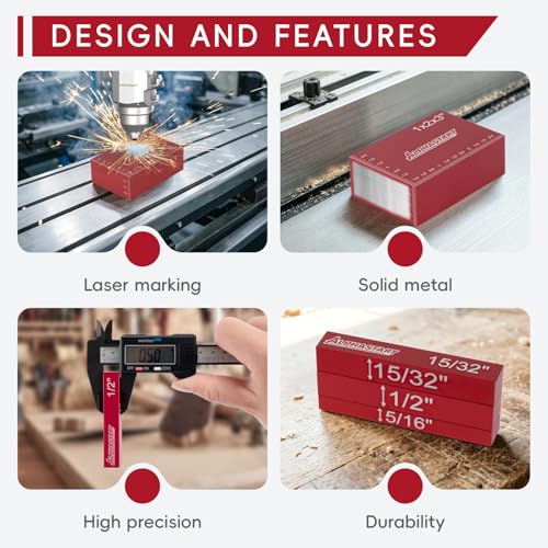 Alphastart 15-Piece Aluminum Height Setup Blocks for Router Table & Table Saw, 0.001 Inch Precision