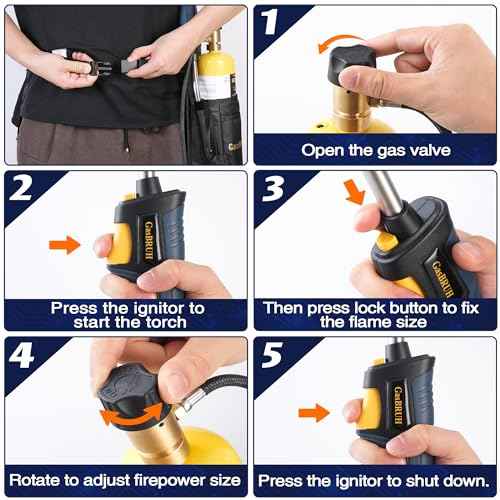 High Intensity Propane Torch Fuel by Propane,Trigger-Start Reach Hose Torch Included Holster, 5FT Hose Torch, Propane Torch Head with Ignition,Soldering Torch Kit(Fuel not included)