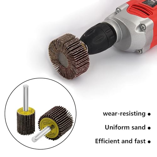 6 Pack Flap Wheel Sander Set with 1/4'' Shank 3 Size 80 Grits Abrasive Sanding Flap Wheels for Die Grinder Power Rotary Tool Flex Shaft Grinders Polishing Rust Weld Burr Removing Coat Paint