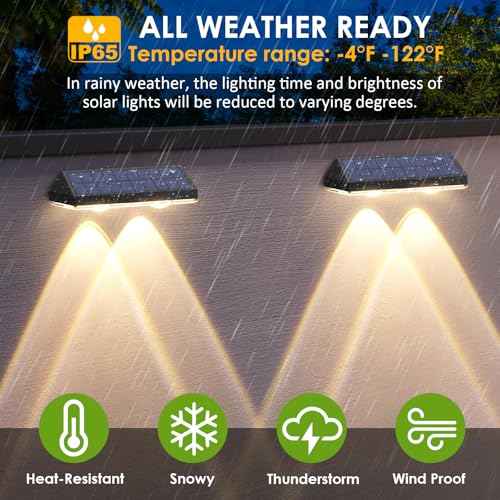 Solar Fence Lights Outdoor - 2700/4000/6000K 3 Mode, Waterproof LED, Fence Light Solar Powered for Outside, Backyard/Railing/Step/Patio/Wall and Home Improvement(8 Pack)