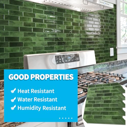Art3d 10-Pack Jade Green Marble Peel and Stick Backsplash Tiles 12x12 in