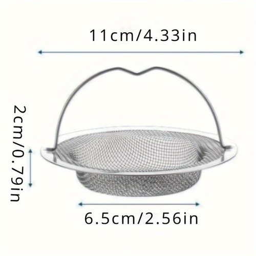 3 Pack Kitchen Sink Drain Strainer with Handle, Stainless Steel Large Kitchen Sink Drain Basket Food Catcher, 4.3 inch Diameter, Rust Free