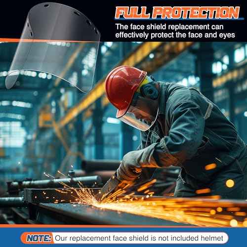 Saillong 2 Pack Clear PETG Face Shield Compatible with MCR Safety 181640, 16x8x0.06 Inches Splash Protective and Impact Resistance, Polycarbonate Safety Faceshield Compatible with MCR Safety Headgears