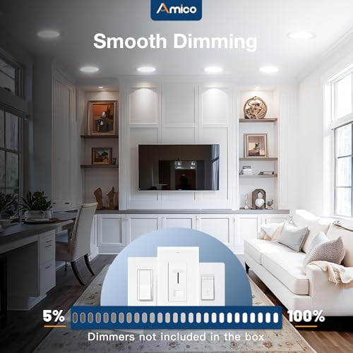 Amico White 12 Pack 7 Inch Ultra-Thin LED Canless Recessed Ceiling Downlights