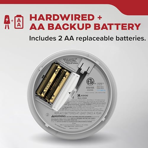 Kidde Smoke Detector Hardwired with AA Battery Backup - 20SAR, 1 Pack