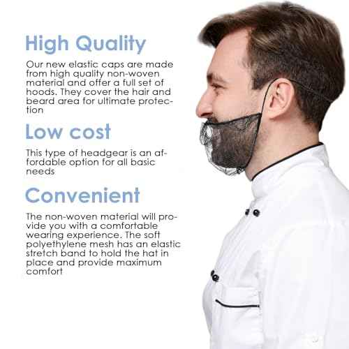 100 Pcs Beard Nets Food Service Beard Covers Beard Guards Black Comfortable Protective Beard Covers Beard Mask for Men Facial Hair