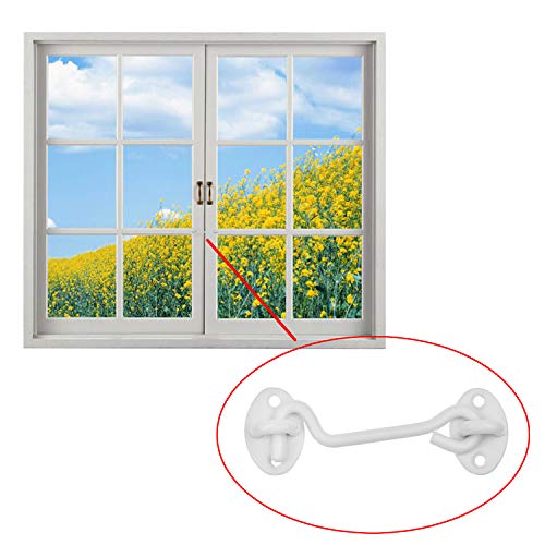 Kare & Kind White 4-Inch Heavy Duty Hook & Eye Latch with Screws - Indoor & Outdoor Use