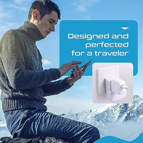 Ceptics Switzerland Travel Adapter Plug White Gray - Dual USA Input, Type J, Compact & Safe