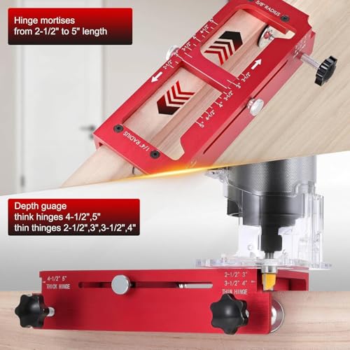 Door Hinge Hole Locator Set, 10 Inch x 5.3 2.5 Red Aluminum Alloy
