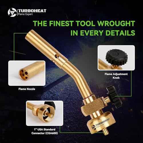 Propane Torch Head Solid Brass Mini Soldering Torch Gun with Precise Pencil Flame Manual Ignition MAPP MAP Gas Torch Fuel on Propane Blowtorch for Welding Wood Work Brazing Torch Lighter Kit