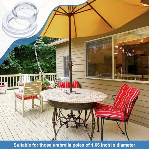 Jetec Clear Patio Umbrella Hole Ring and Cap Set - Fits 2 Inch Glass Table Hole, 1 Set