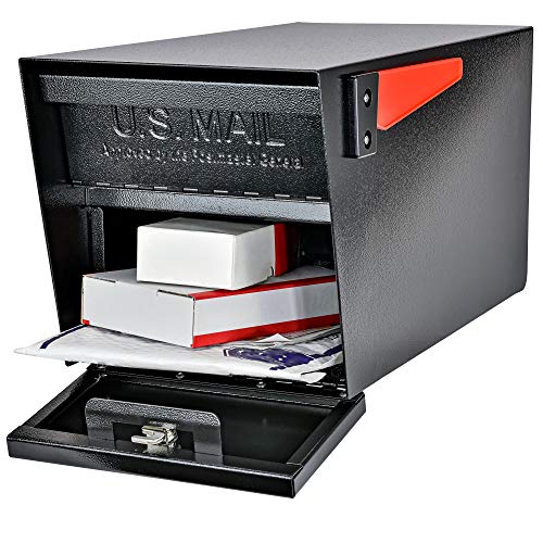 Mail Boss Black Locking Post Mount Mailbox USPS Approved Secure Mailbox
