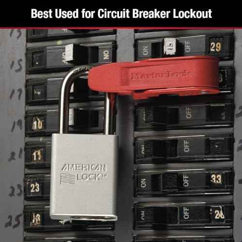 Master Lock Red Electrical Box Circuit Breaker Lockout, Tagout Breaker Box Lock for Standard Single and Double Toggles, 493B