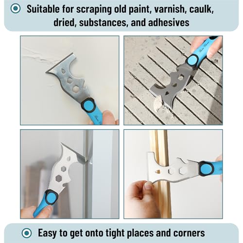 Bates- Paint Scraper, 13 in 1, Painters Tool, Rubber Handle, Paint Scrapers for Wood with Metal Hammer End, Painters Tool, Painters Knife, Paint Scraper for Painting, Putty Knife, Metal Scraper