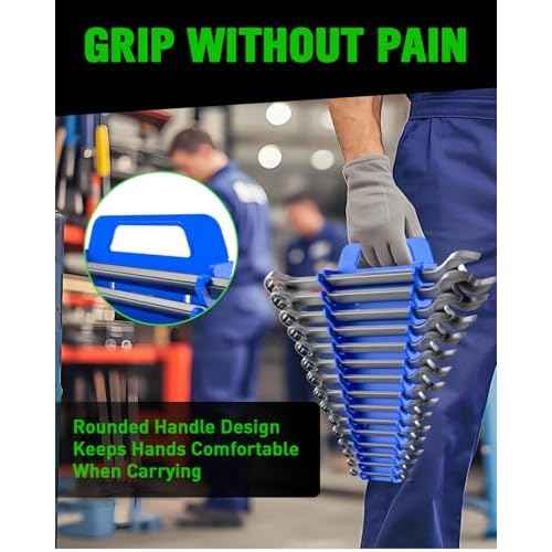 SWANLAKE Magnetic Wrench Organizer Toolbox Holder, 2-Pack SAE (1/4'' to 1-1/16''), Metric (6mm to 27mm) Ratchet Wrench Organizers, Total Hold 30 Slots Wrench Holders for Tool Box