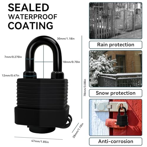 Heavy Duty Weatherproof Steel Chain Lock with Padlock for Bike Fence Gate Outdoor