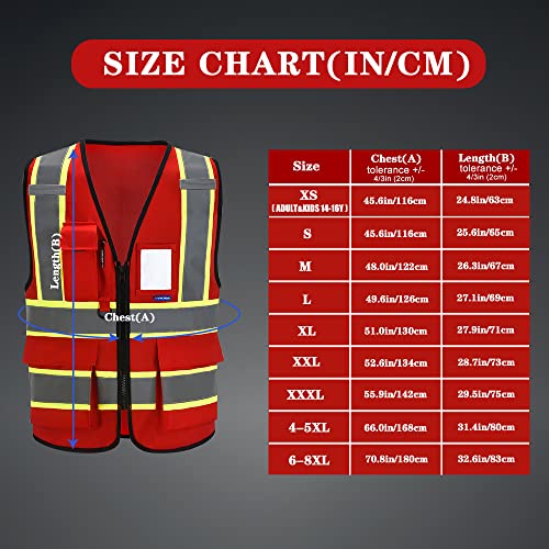 AYKRM Security Vest for Men Women 7 Pockets High Visibility Reflective Safety Vest Front Zipper Meets ANSI/ISEA