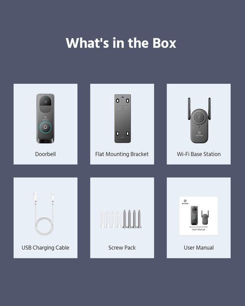 ANNKE Wireless Doorbell Camera, 9000mAh Battery, 2K Video Doorbell, 2 Way Audio, Night Vision, 24/7 Recording, 190° Wide Angle View, AI Motion Detection, Cloud Storage, Alexa, Easy Installation
